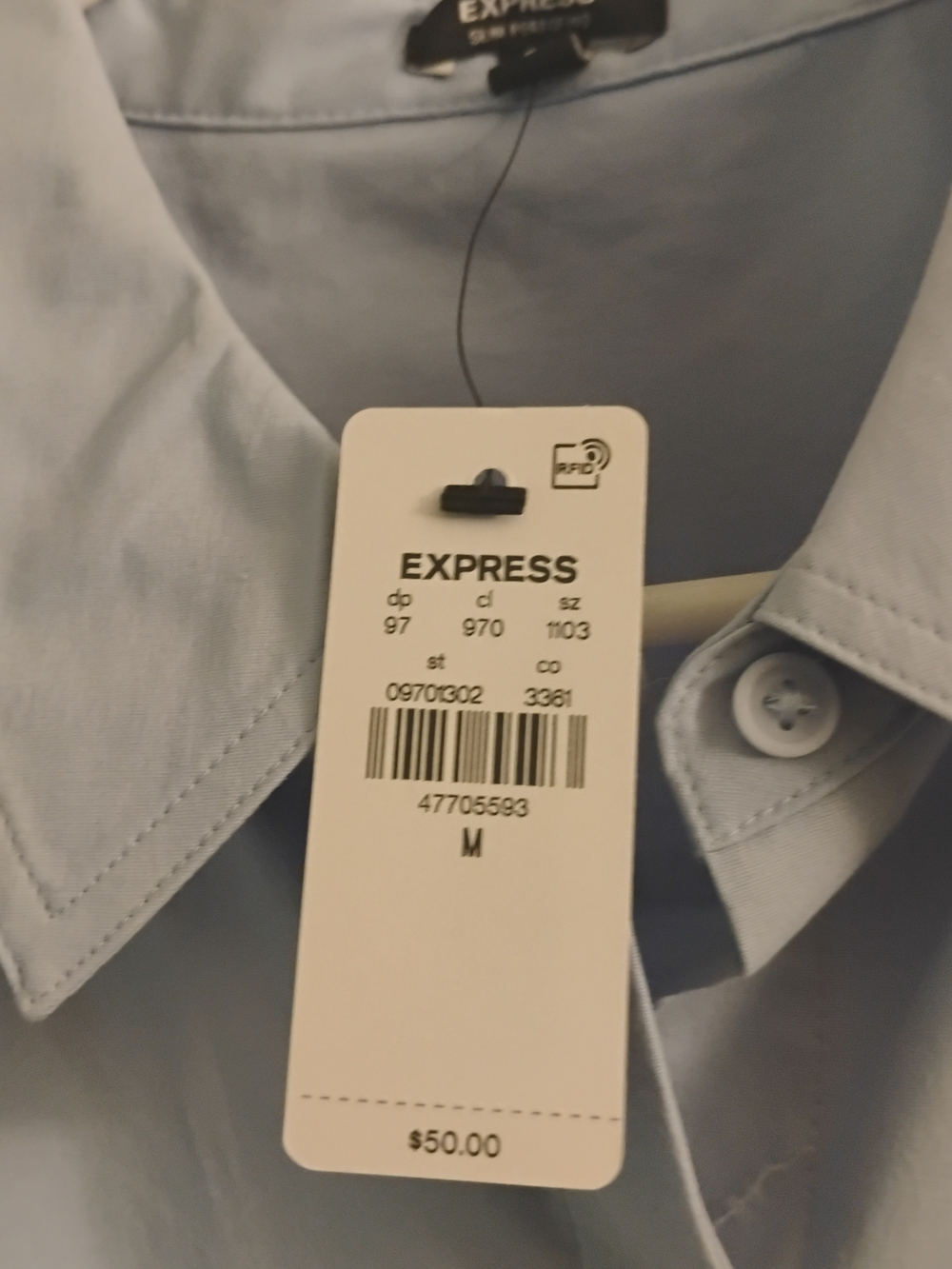 Express Pale Blue Button-Down Collared Blouse